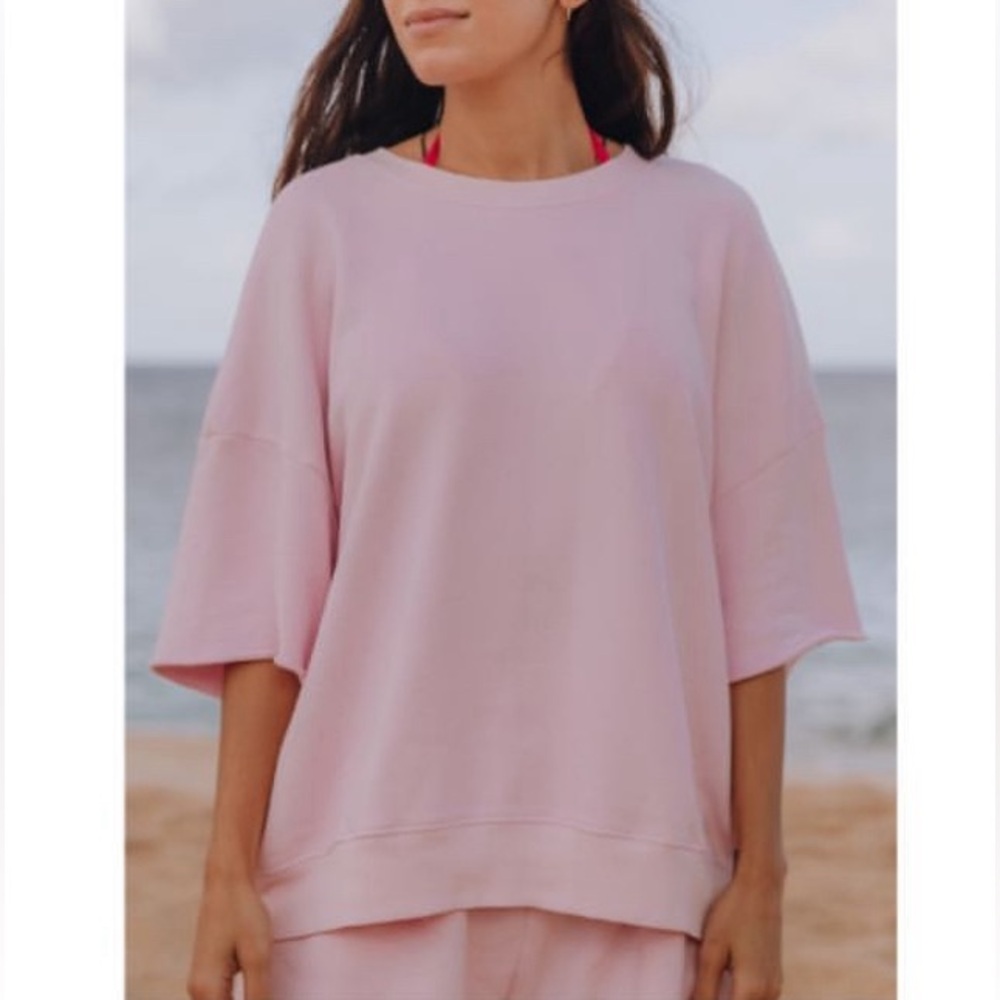 Daily Drills Cropped Sleeve Crewneck in Cupid